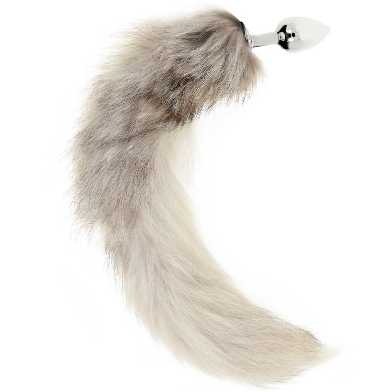 Ohmama Silver Butt Plug 7 cm And White Tail