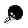 Butt Plug with Pompon Black