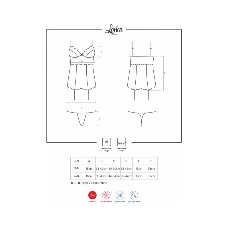 Комплект Obsessive Lovica corset Красный