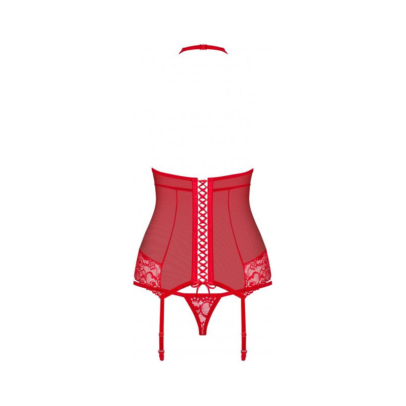 Эротический корсет и стринги с кружевом «Red Corset & Thong», Obsessive