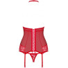 Эротический корсет и стринги с кружевом «Red Corset & Thong», Obsessive