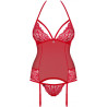 Эротический корсет и стринги с кружевом «Red Corset & Thong», Obsessive