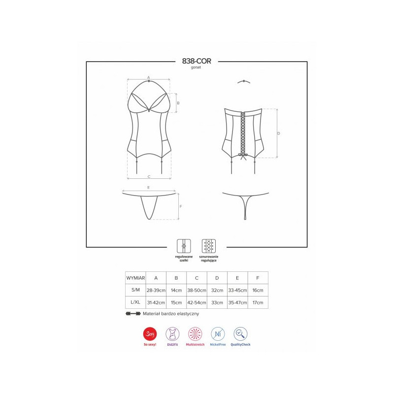 Эротический корсет и стринги с кружевом «Red Corset & Thong», Obsessive