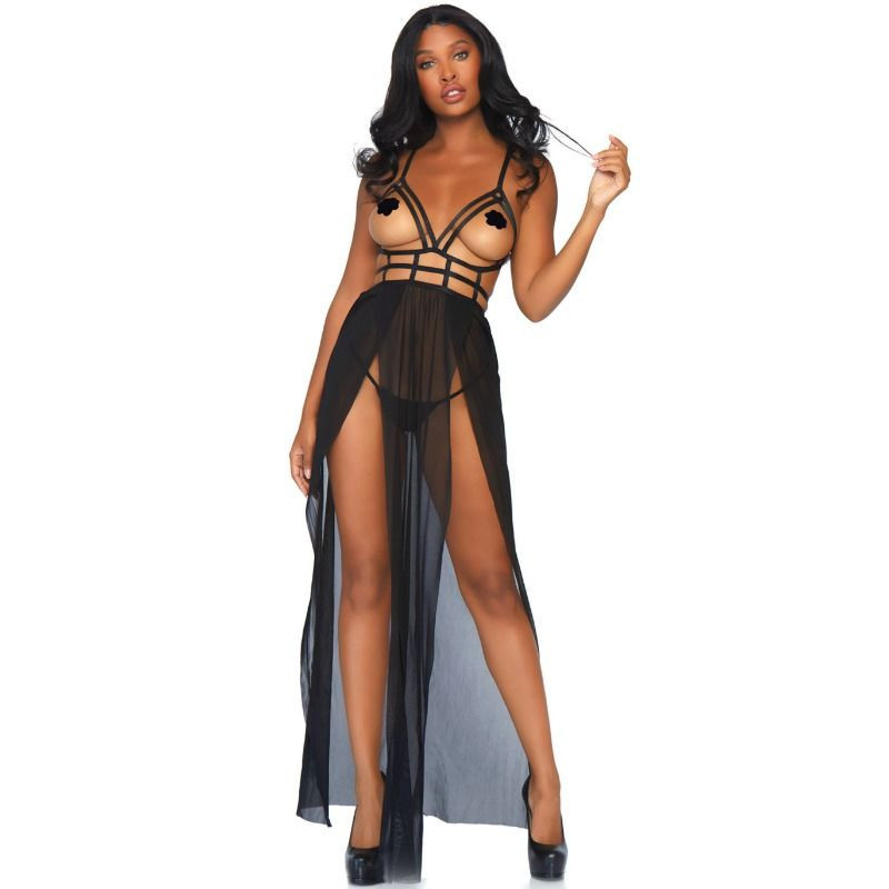 Cage Maxi Dress And Thong Leg Avenue S/M