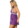 Subblime White Floral Laces Babydoll Purple S/M