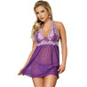 Subblime White Floral Laces Babydoll Purple S/M