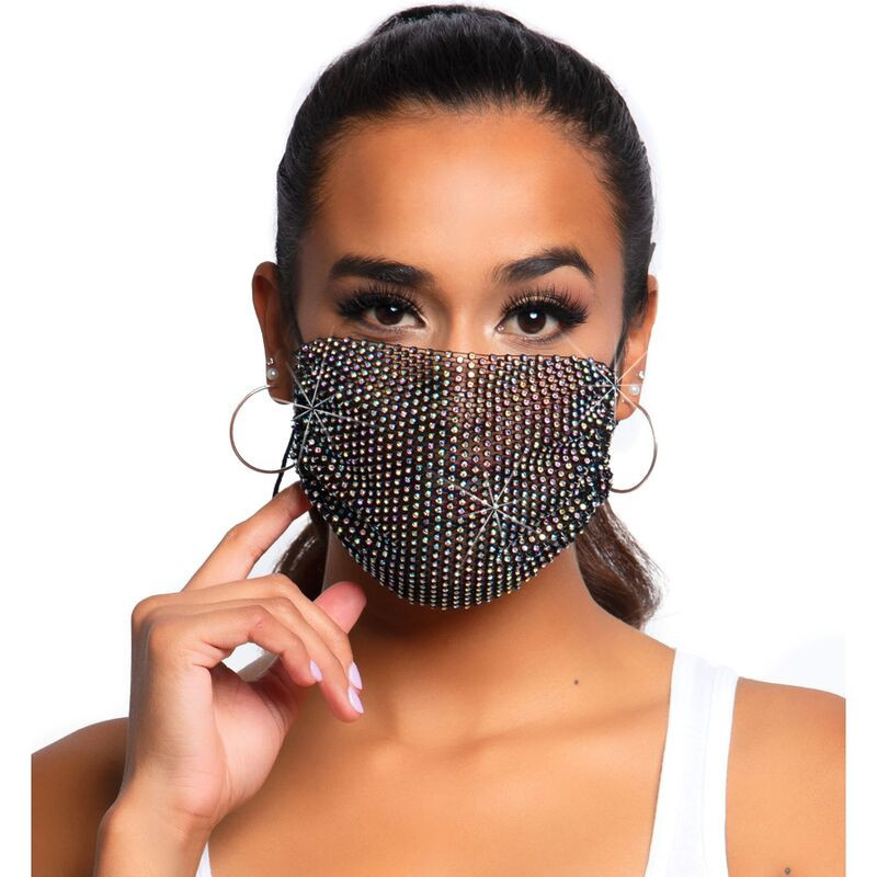 Leg Avenue Harlow Rhinest Face Mask - Black