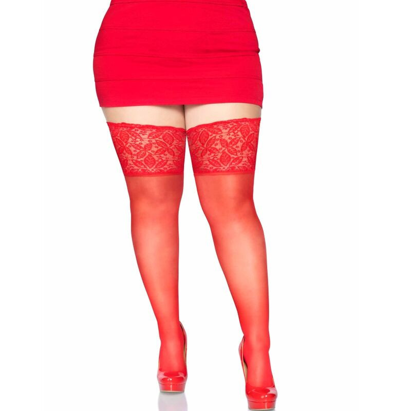 Punased sukad Plus Size Leg Avenue Stay Ups Sheer Thigh Up