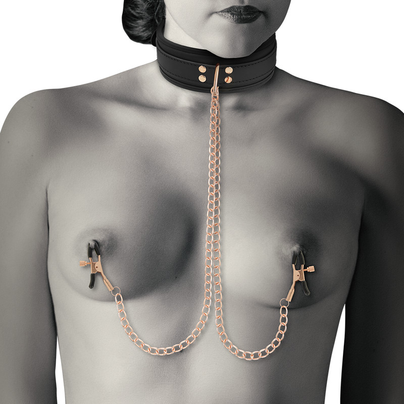 Coquette Chic Desire Fantasy Collar With Nipples Clamps