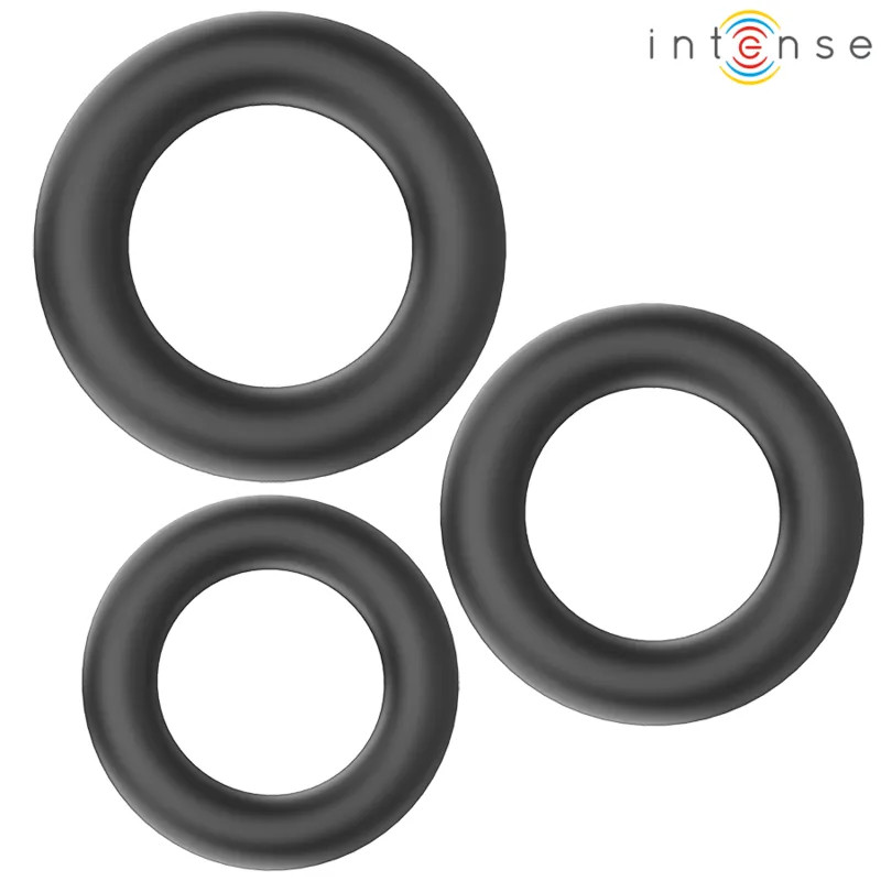 Silicone Penis Rings Intense - Hugh 3 pcs - Black