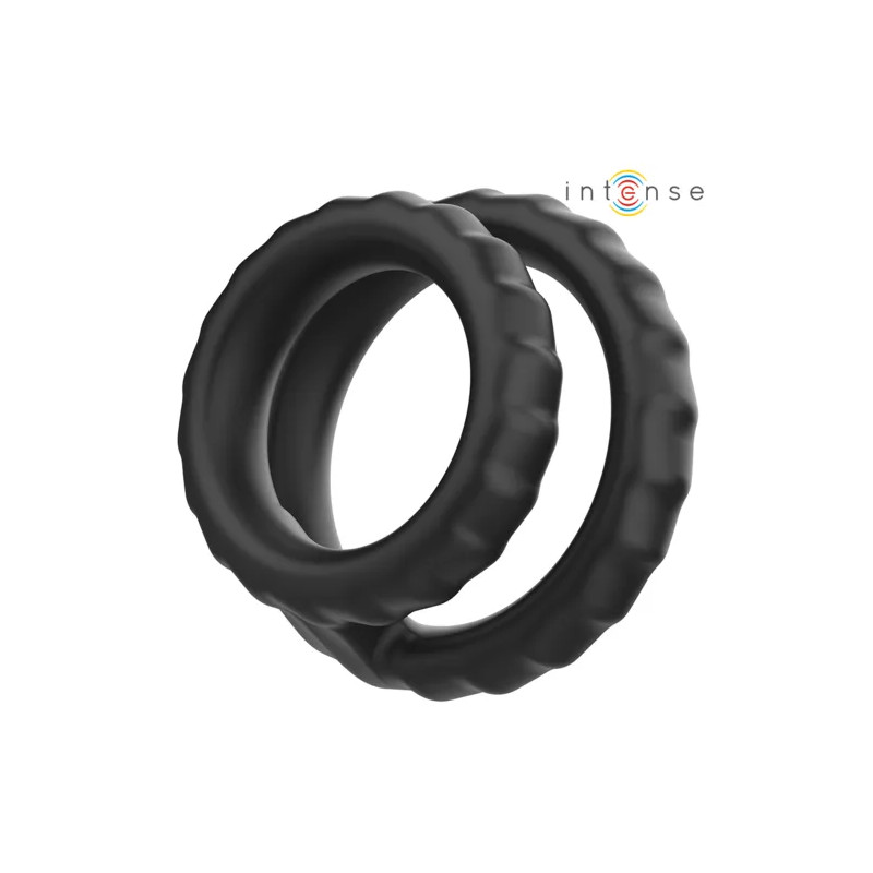 Double Silicone Penis Ring Intense - Dewey - Black