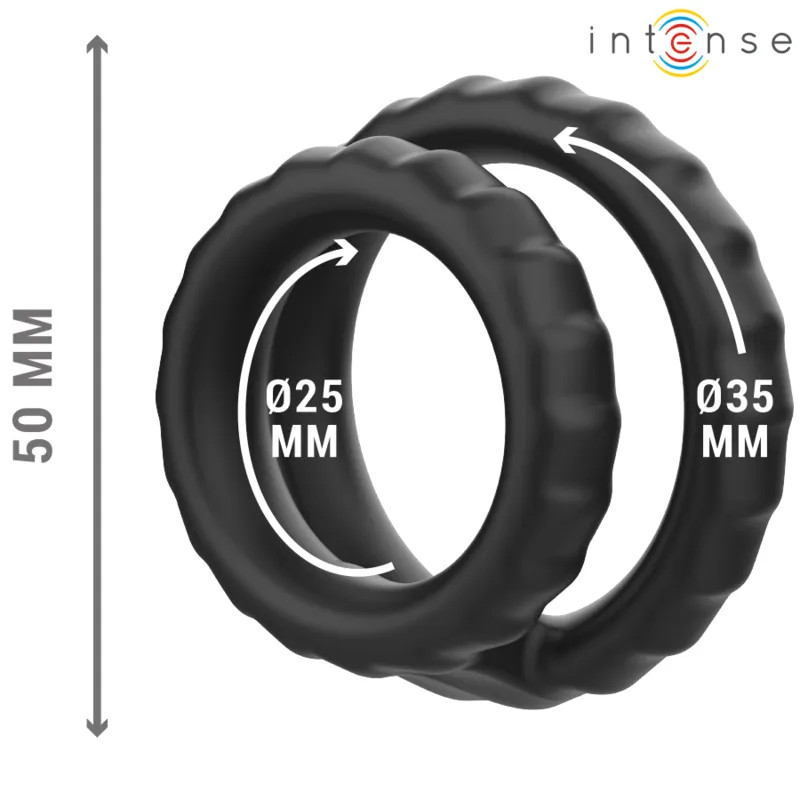 Double Silicone Penis Ring Intense - Dewey - Black