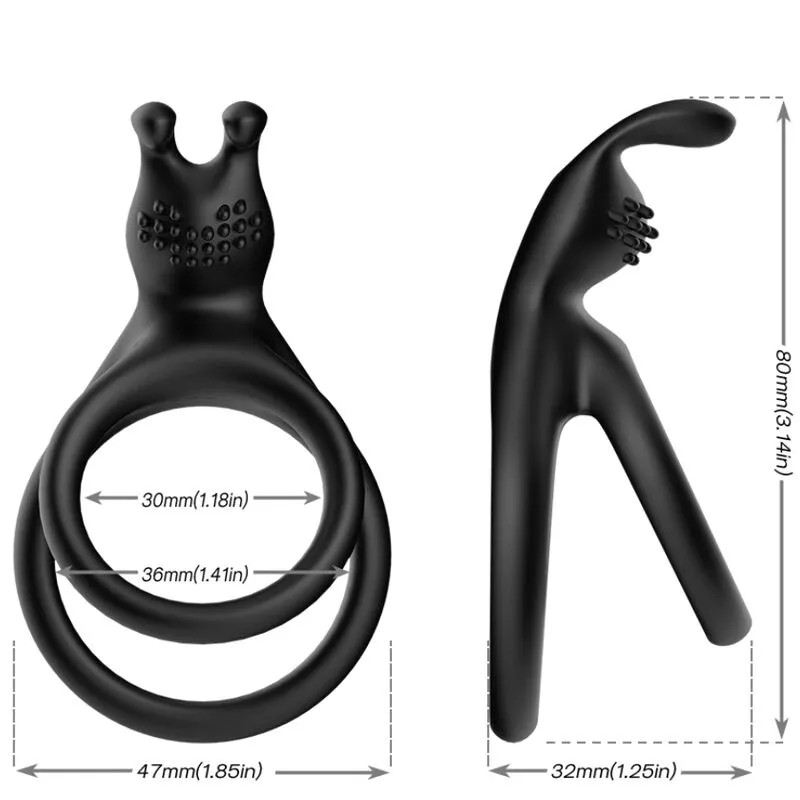 Double Penis / Rabbit Ring - Tensy - Black