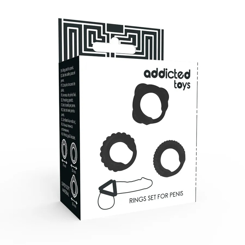 Cock С - Ring Set - 3 Pieces - Black