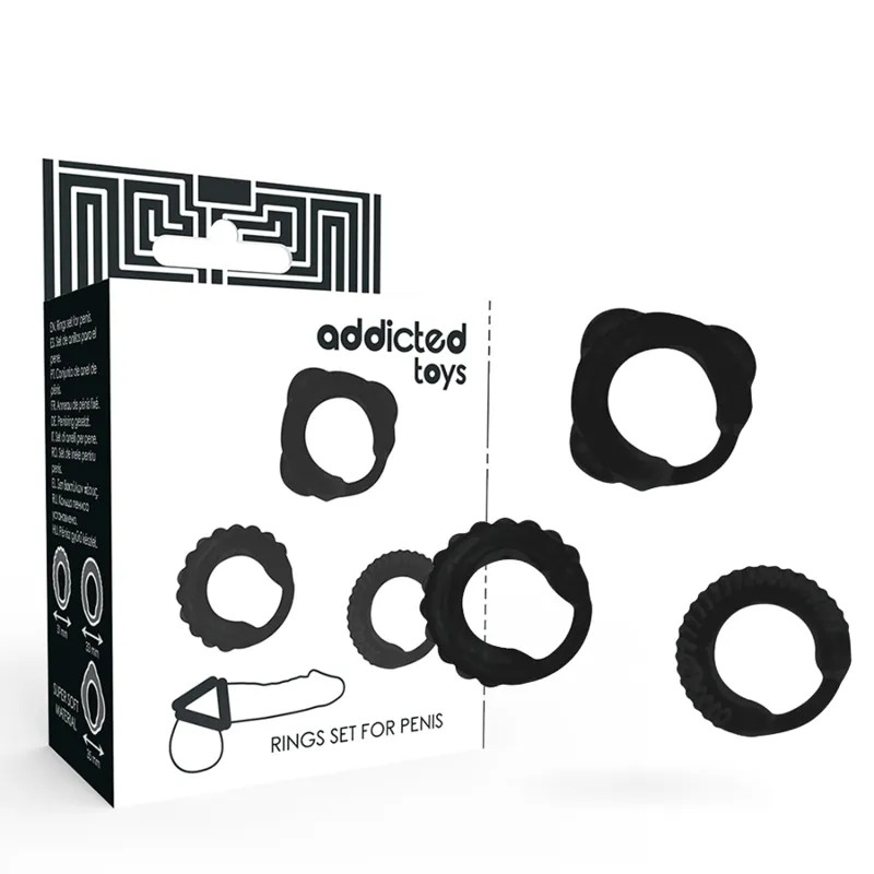 Cock С - Ring Set - 3 Pieces - Black
