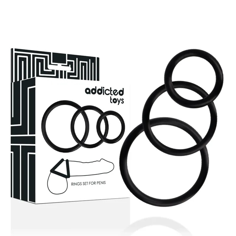 Cock Ring Set - 3 Pieces - Black