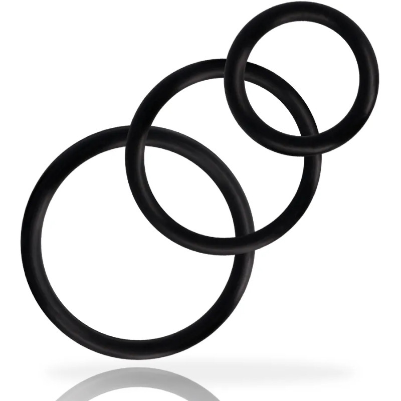 Cock Ring Set - 3 Pieces - Black