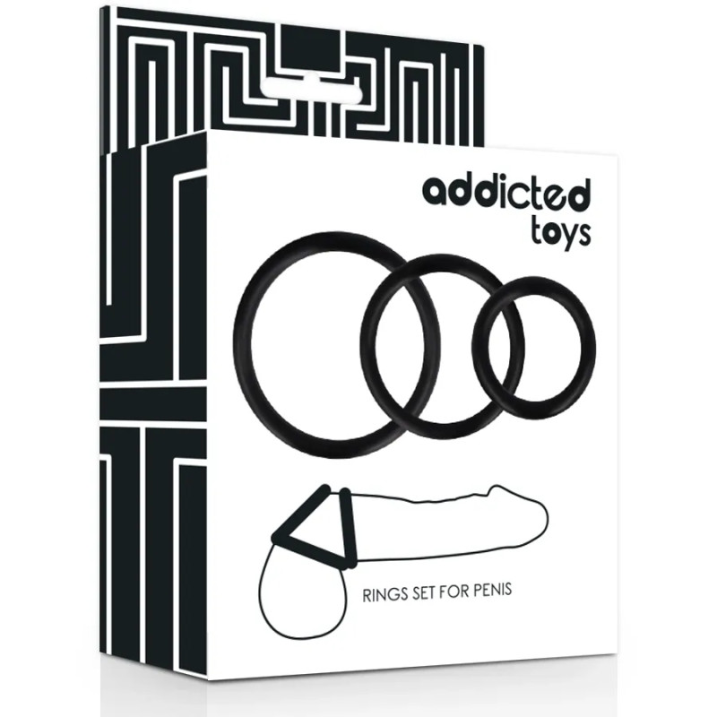 Cock Ring Set - 3 Pieces - Black
