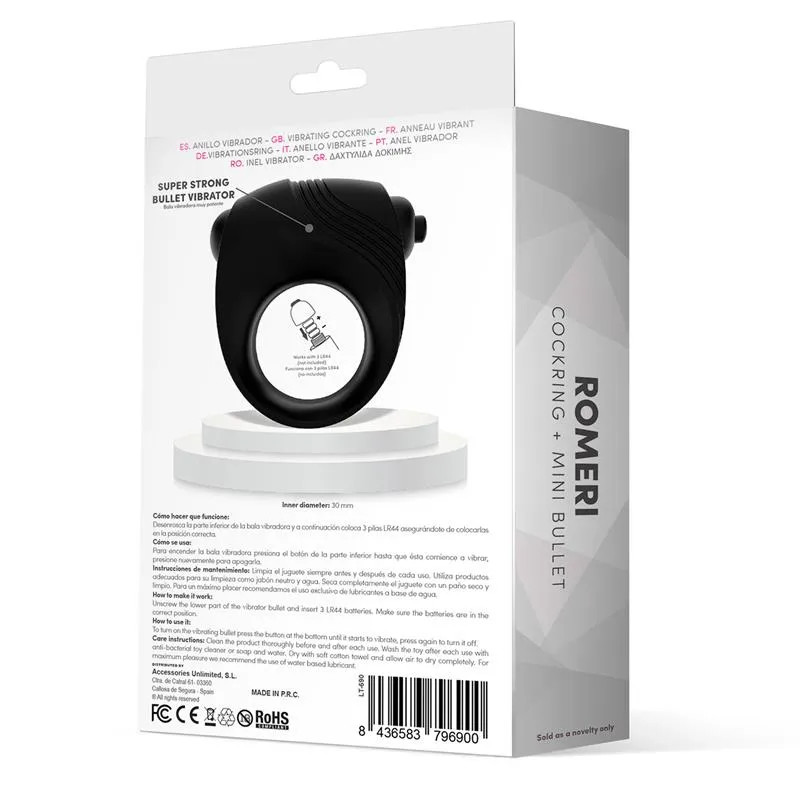 Vibrating Penis Ring & Bullet Latetobed - Black