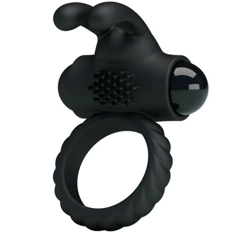 Vibrating Penis Ring & Rabbit Pretty Love - Black