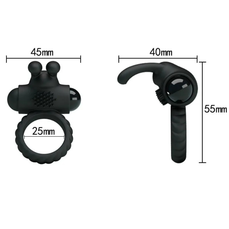 Vibrating Penis Ring & Rabbit Pretty Love - Black