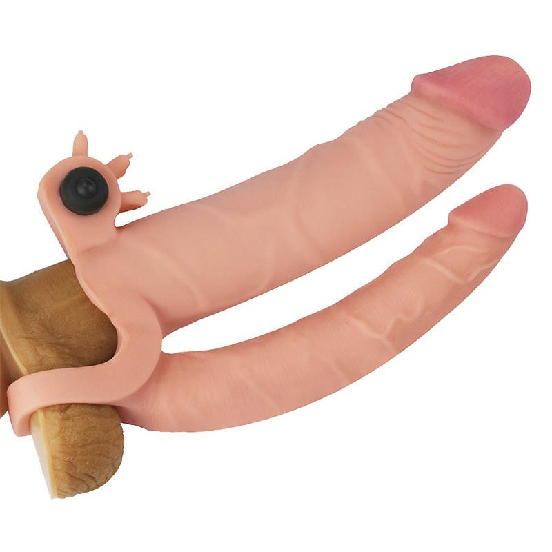 X-Tender Plus Extension Penis Sleeve with Vibrating Bullet and Anal Dildo