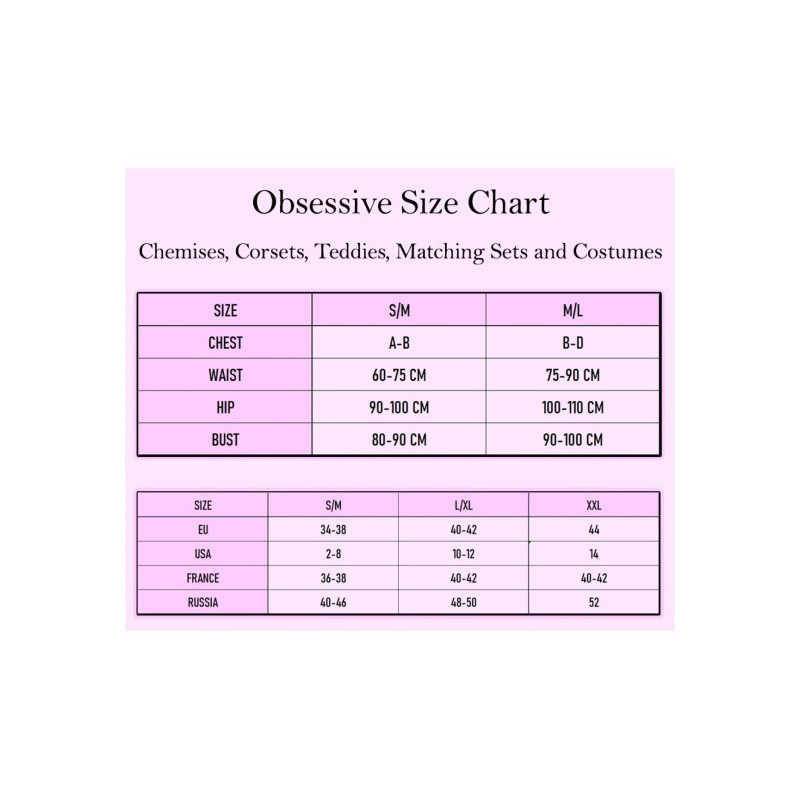 3 -osaline pesukomplekt - Obsessive Rossita - S / M
