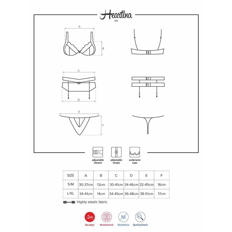 Heartina 3 Pieces Set Red S / M