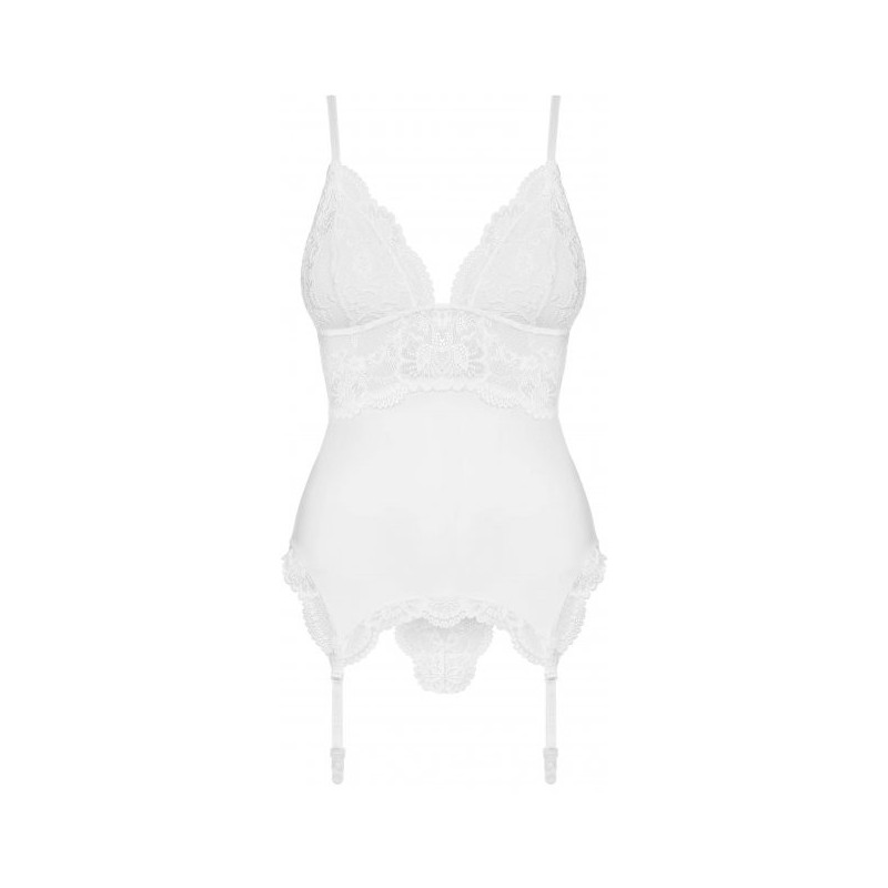 Corset and Thong White Obsessive 810-COR-2 S/